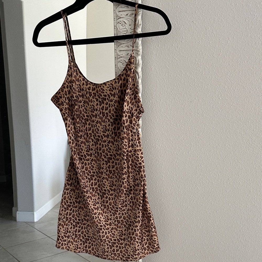 Spiegel Silk Brown Animal Leopard Print Vintage Mini Nightgown